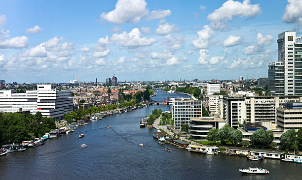 skyline de Amesterdão - fotografia de stock