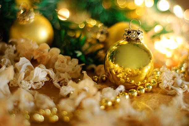 Christmas decoration Christmas ornament with part of Christmas tree surrounded with Christmas decoration. georgijevic stock pictures, royalty-free photos & images