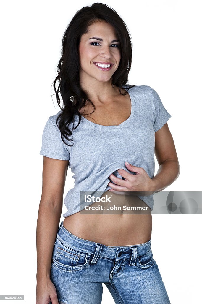 Kobieta pokazując jej idealne żołądka - Zbiór zdjęć royalty-free (20-24 lata)
