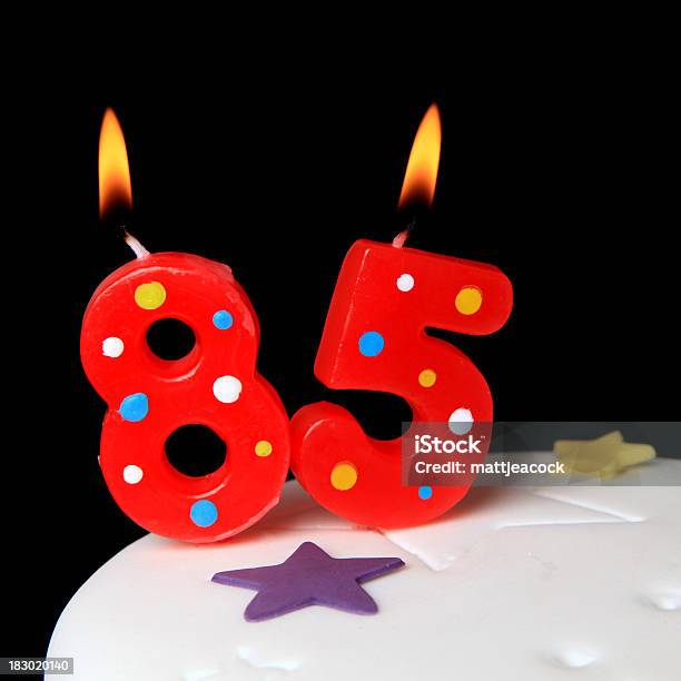 85th Birthday Candles Stock Photo - Download Image Now - Anniversary, Birthday, Birthday Cake