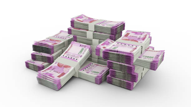 istock Stack of 2000 Indian rupee notes. 3D rendering of bundles of banknotes 1830201457