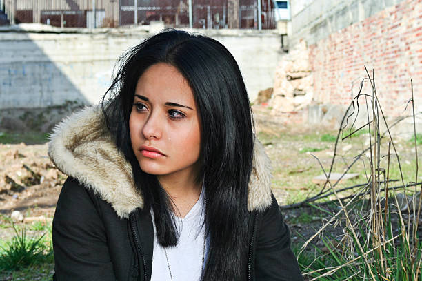 A beautiful, lonely girl hurting and crying.