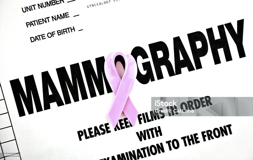 Mammography Chart and Ribbon For Breast Cancer Awareness Month - Mammography chart with pink ribbon. Beauty Stock Photo