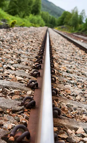 An old railroad track shot with a selective focus.
