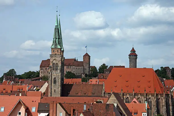 sight of nuremberg with Sebaldus Kirche and Kaiserburg in background
