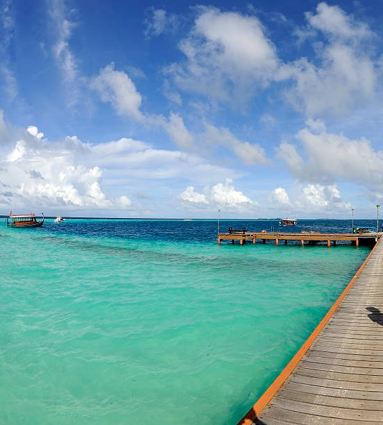 istock Jetty, a dhoni and the beautiful maldivian ocean 183020570