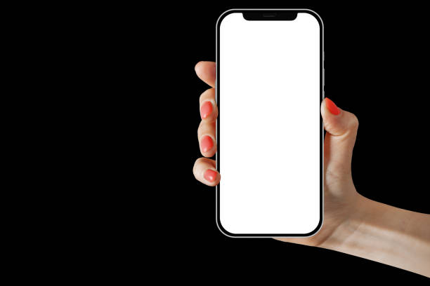 a phone iphone in a hand on a transparent background in PNG format
