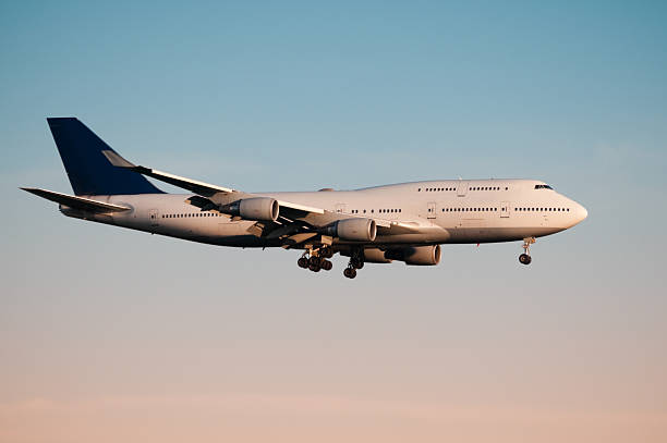 istock Jumbo Jet passenger airplane landing at dawn 183020612