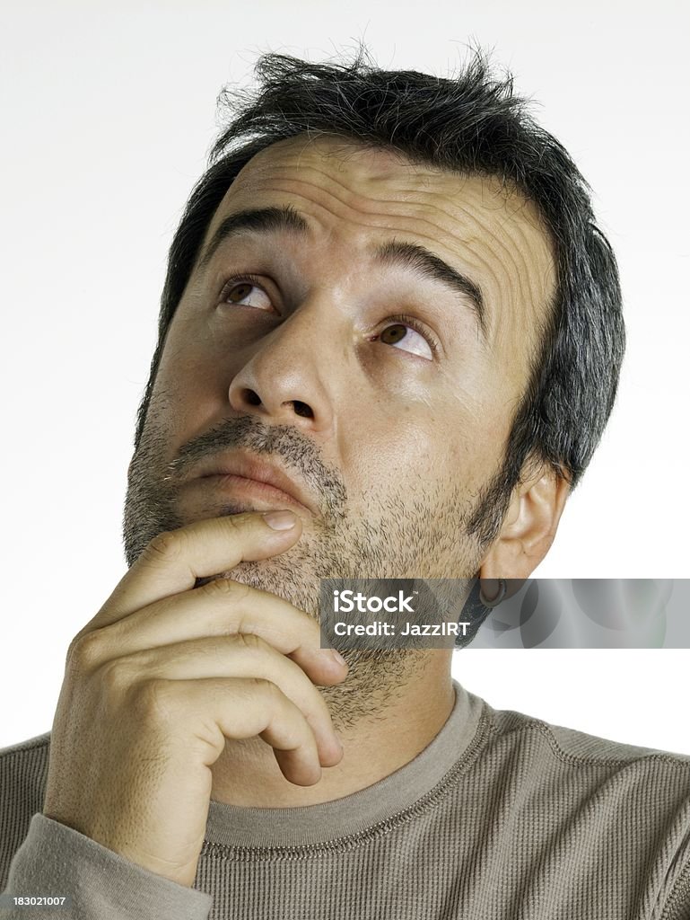 Erwachsene Mann portrait, Blick nach oben in der Ecke - Lizenzfrei Ernst Stock-Foto