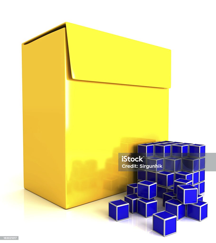 Box and software Box and software. 3D render. Archives Stock Photo