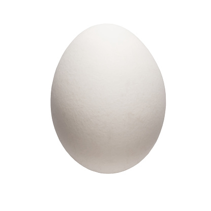 One white chicken egg isolated on a white background