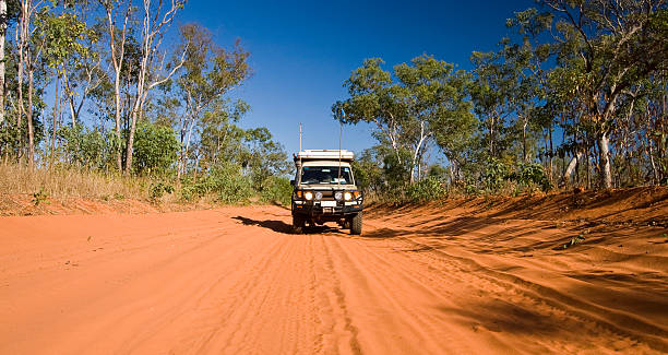 Outback Track Cruising the dirt roads on the Dampier Peninsula near Cape Leveque in northern Western Australia. kimberley plain stock pictures, royalty-free photos & images
