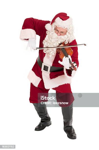 Santa Claus Playing The Fiddle Music Series Stock Photo - Download Image Now - Christmas, Color Image, Cut Out