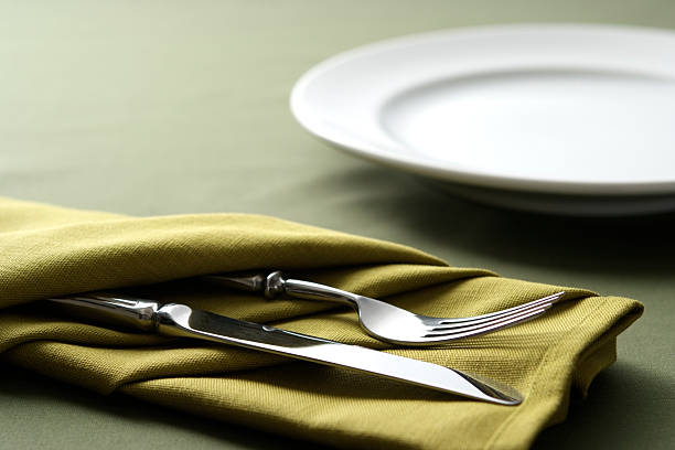 istock Green table setting with shallow depth of field 183021182