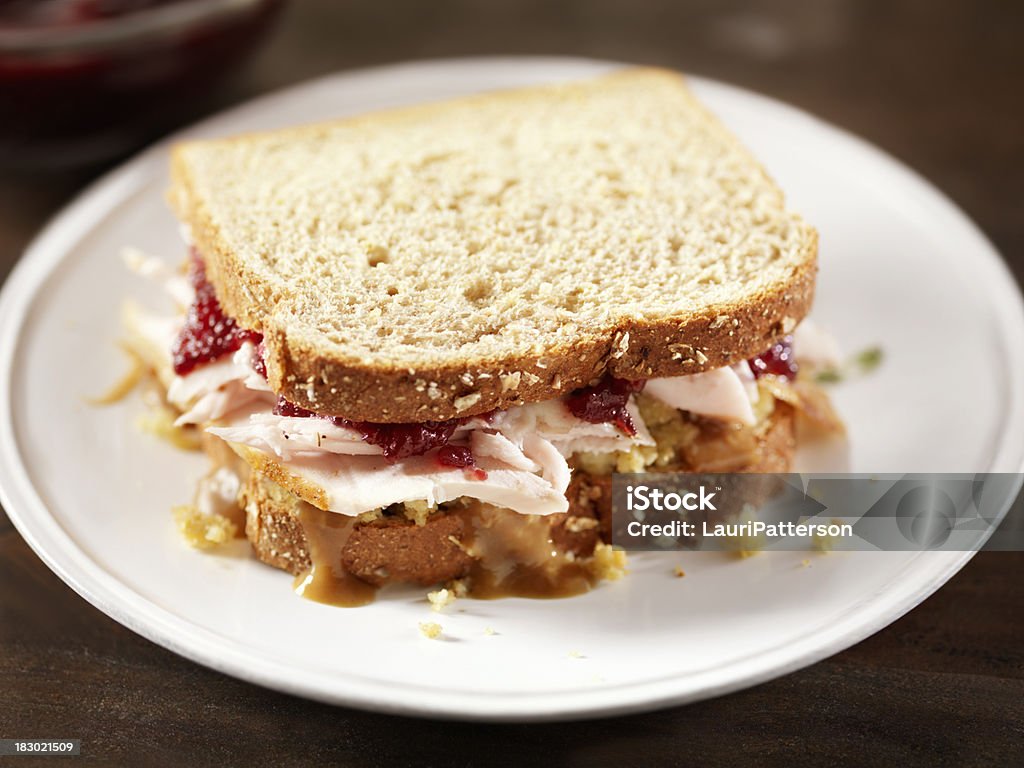 Турция с начинкой, и Cranberries сэндвич - Стоковые фото Бутерброд роялти-фри