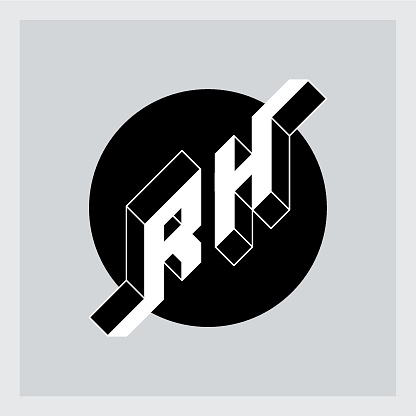 Firma R H R And H Monogram Or Logotype Isometric 3d Font For Design Vector ...