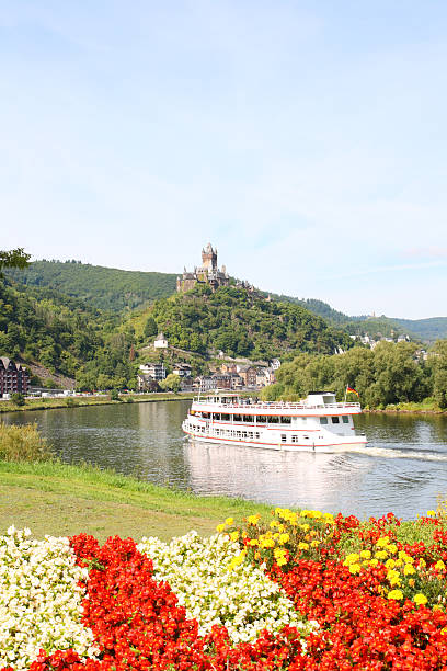 istock Excursion boat on river Mosel with Reichsburg castle in background 183021822