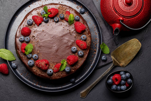 istock Chocolate cake dessert with fresh berries 1830218308