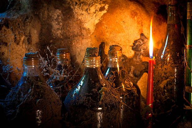 istock Vintage wine and candle 183022294