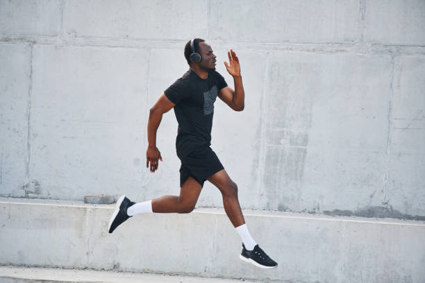 istock Sportive black man is running, morning routine 1830235870