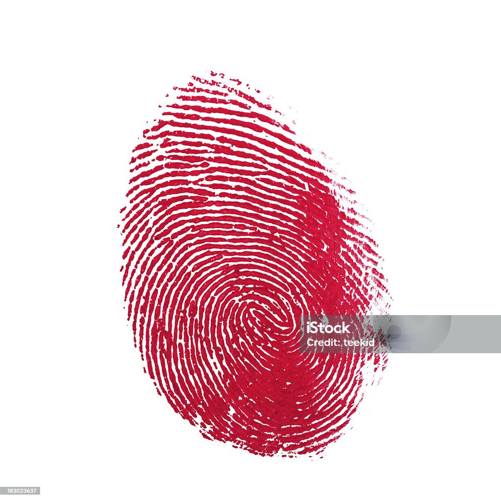 Huella dactilar rojo aislado sobre fondo blanco - Foto de stock de Huella dactilar libre de derechos