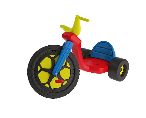 Big Wheel Trike Realistic 3D render of a classic Big Wheel tricycle.  - Includes clipping path tricycle stock pictures, royalty-free photos & images