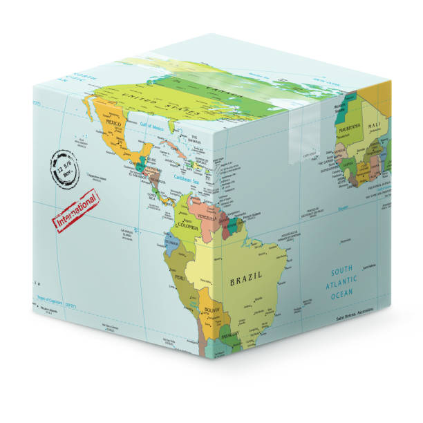 World Map in shape of international shipping
