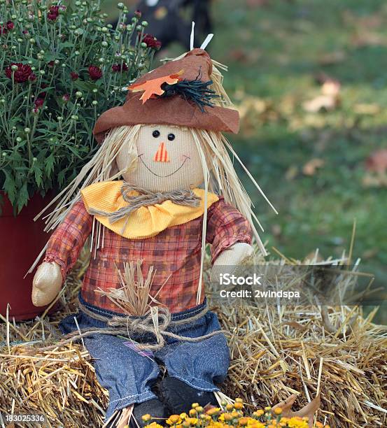 Scarecrow Doll Stock Photo - Download Image Now - Autumn, Bale, Blue