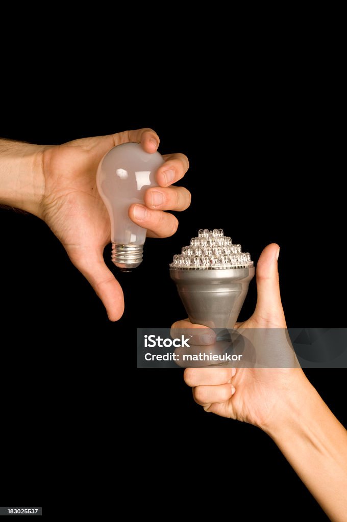A new LED energy saving argument concept Use the LED light bulb LED Light Stock Photo