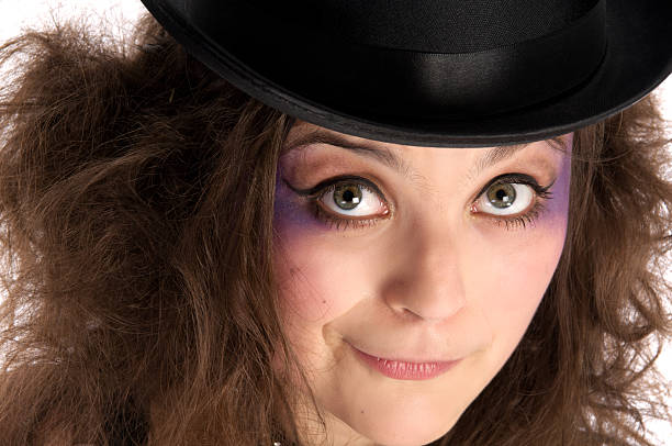 istock Mad Hatter girl, closeup on white. 183026267