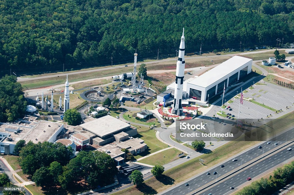 Space complex showcasing Saturn V rocket "NASA Space and Rocket Center in Huntsville, Alabama." Huntsville - Alabama Stock Photo