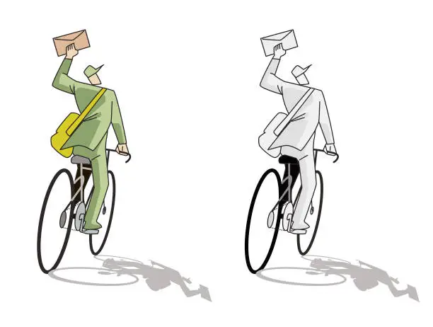 Vector illustration of bicycle postman