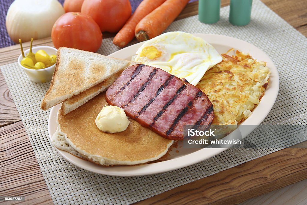 Jamón & Pancake desayuno - Foto de stock de Crep libre de derechos