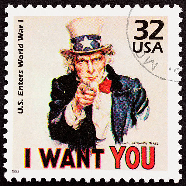 oncle sam sur timbre-poste usa xxxl - uncle sam postage stamp recruitment usa photos et images de collection