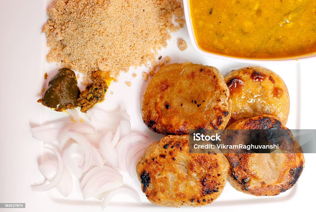 De Rajasthani Cusine refeições chamado Dal Baati Churma - Royalty-free Alimentação Não-saudável Foto de stock