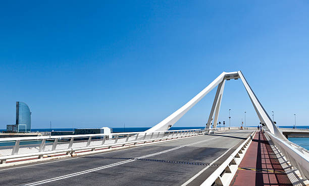 white bridge at the harbour of Barcelona Spain