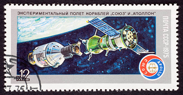 istock Russian stamp showing Soyuz mission 183028393