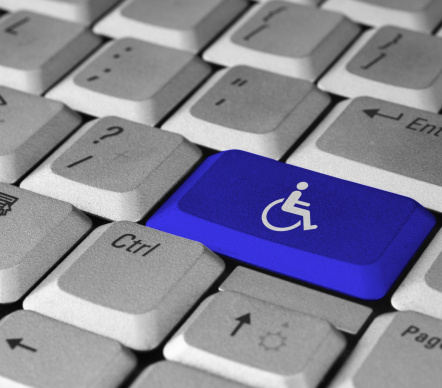 Botón azul para personas con discapacidades photo