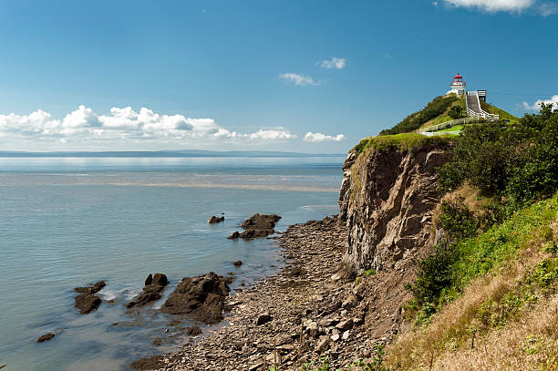 Lighthouse on Cape Enrage "The lighthouse on Cape Enrage, New Brunswick with view of the Bay of Fundy." new brunswick canada photos stock pictures, royalty-free photos & images