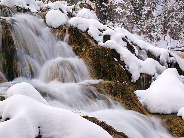 겨울맞이 스트림 - plitvice lakes national park croatia winter sparse 뉴스 사진 이미지