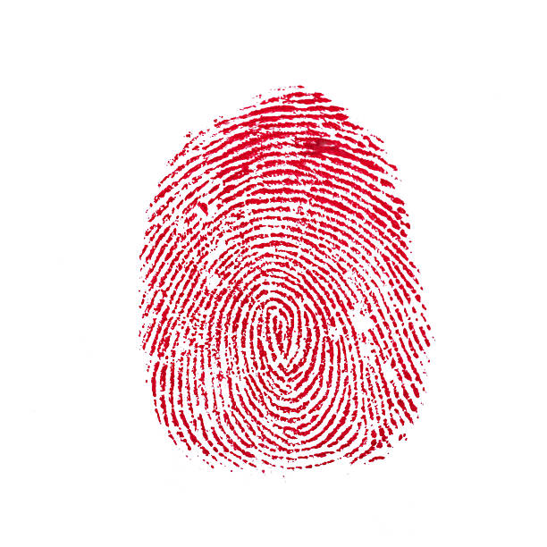 istock Red finger print isolated on white 183029300