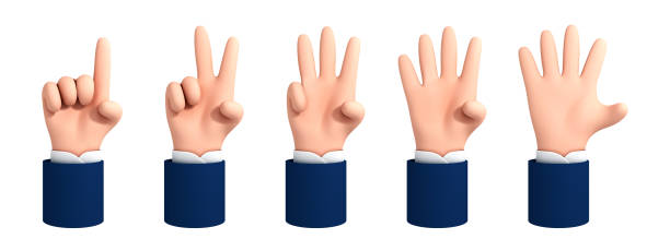 istock Vector cartoon hand shows fingers, counting from one to five isolated on white background. Cartoon set of counting hands. Hands gesture numbers. 1830305654