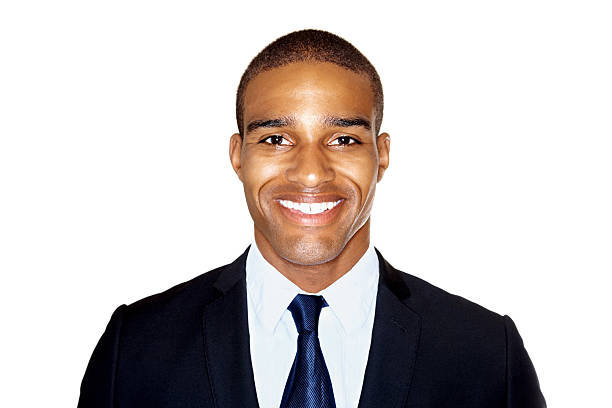 istock Smiling handsome business man isolated against white 183030670