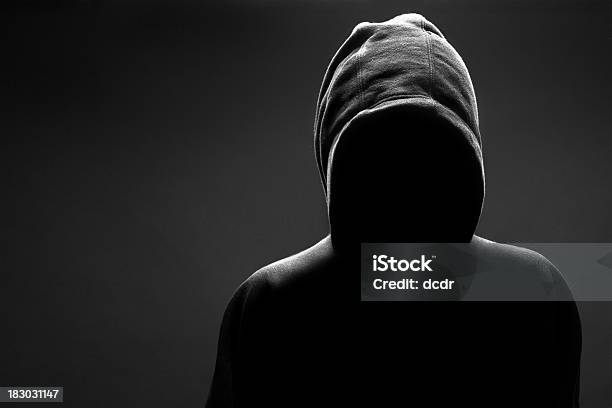 Man In The Shadow Stock Photo - Download Image Now - Criminal, Hooded Shirt, Men