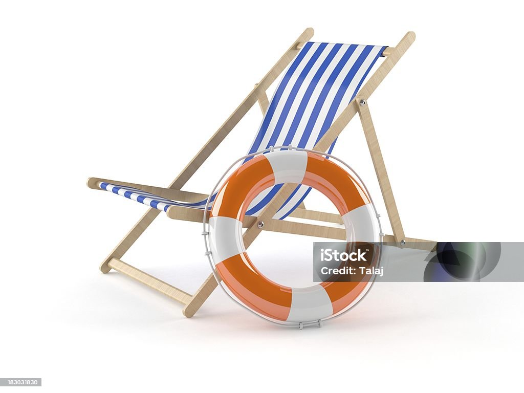 Deckchair Deckchair with buoy isolated on white background Assistance Stock Photo