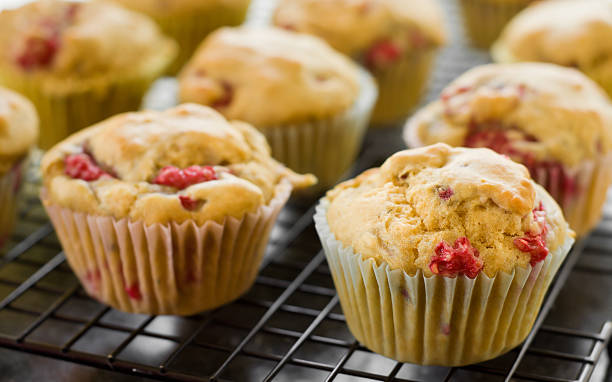 Raspberry Muffins Cooling stock photo
