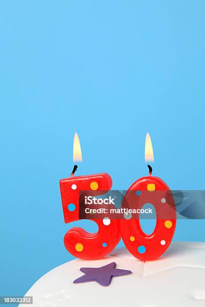 50th Birthday Candles Stock Photo - Download Image Now - Number 50, Birthday Cake, Birthday