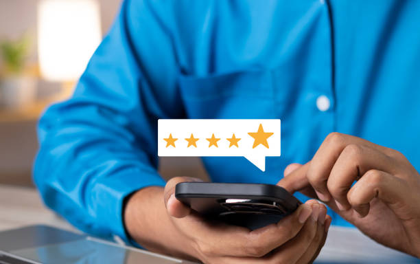istock Online customer satisfaction Survey service concept, client rate service from experience in application,Consumer give five-Stars and feedback review for quality, Business reputation ranking from buyer 1830331052