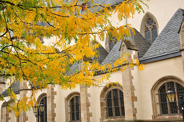 istock German honey tree and church 183033208