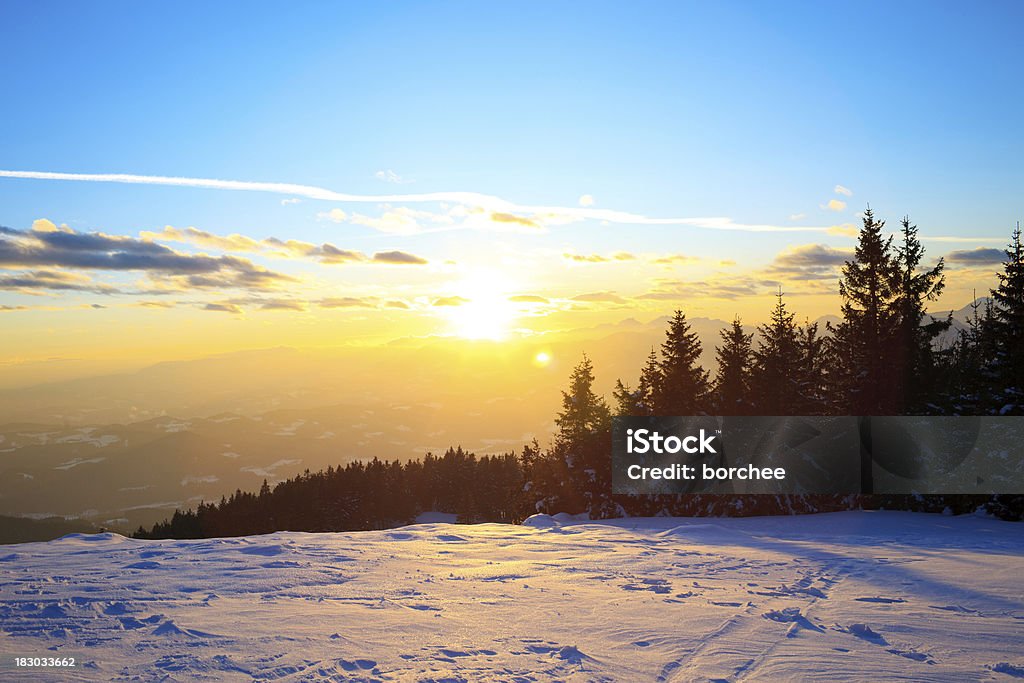 Winter Sonnenuntergang - Lizenzfrei Schnee Stock-Foto